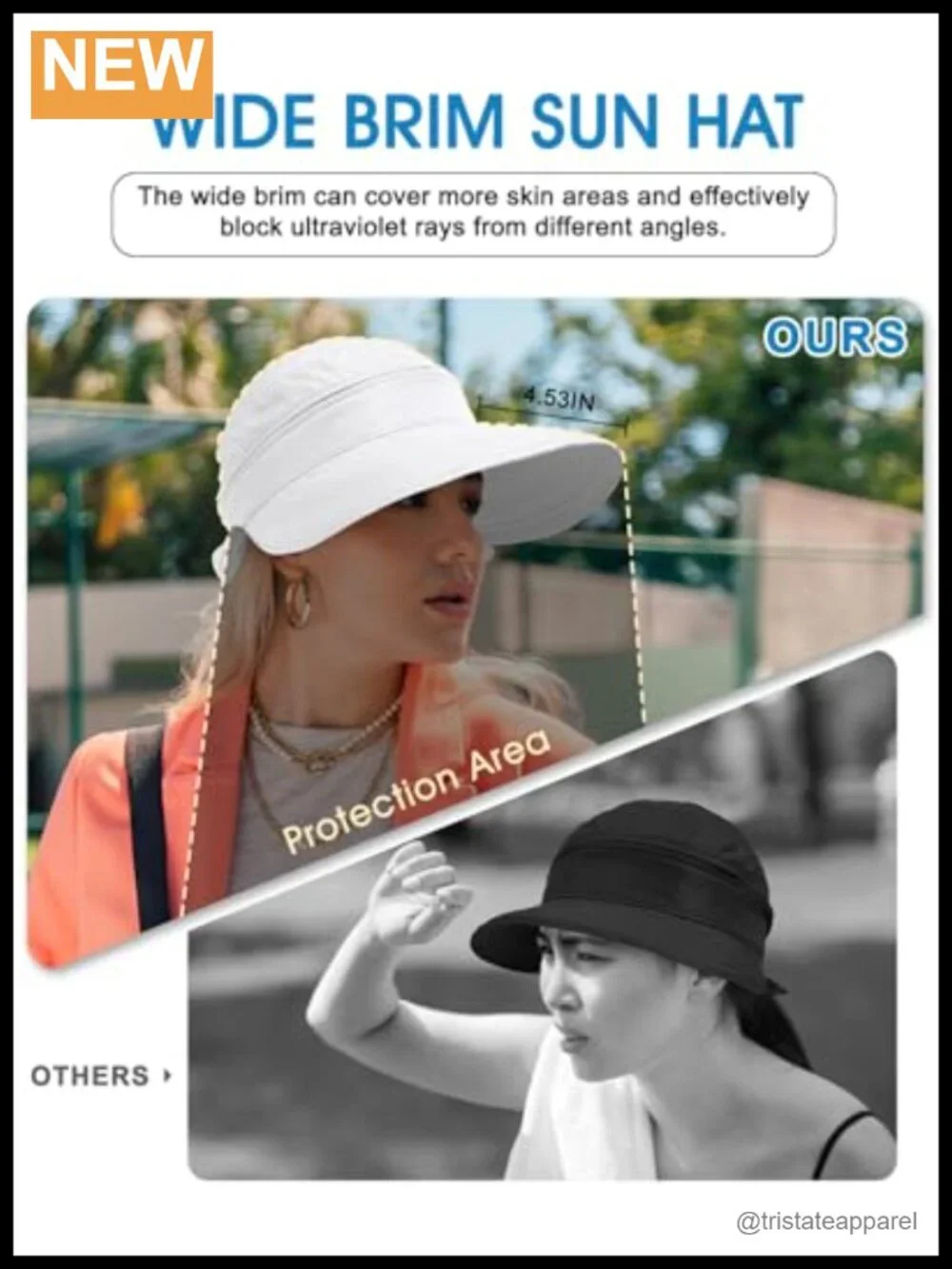 Wide Brim Zip-Off Beach Sun Hat Ponytail UV Protection Adjustable
